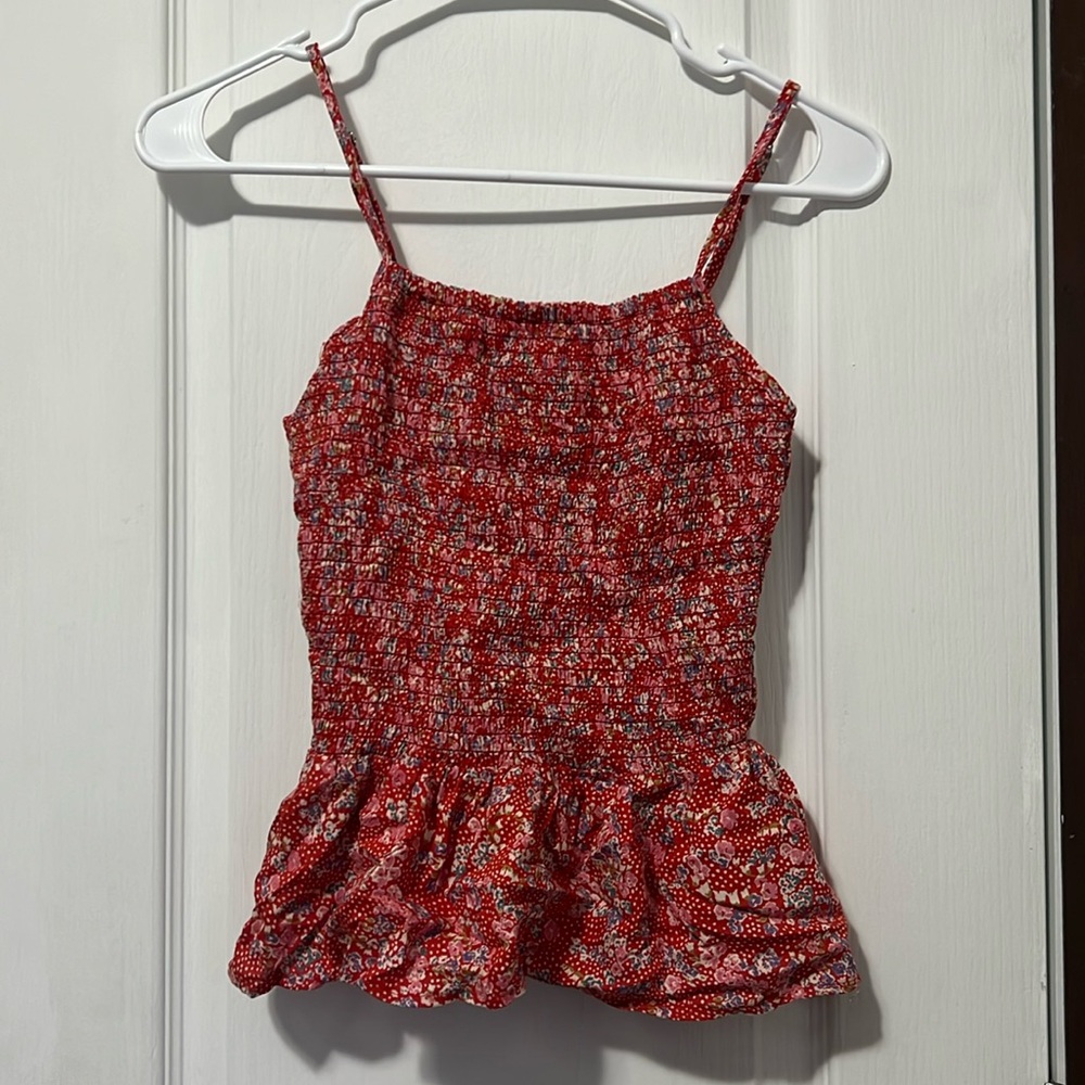 Red floral tank top